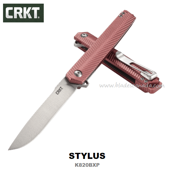 CRKT Stylus Flipper Folding Knife, 12C27 Sandvik, Aluminum Handle, K820BXP - Click Image to Close